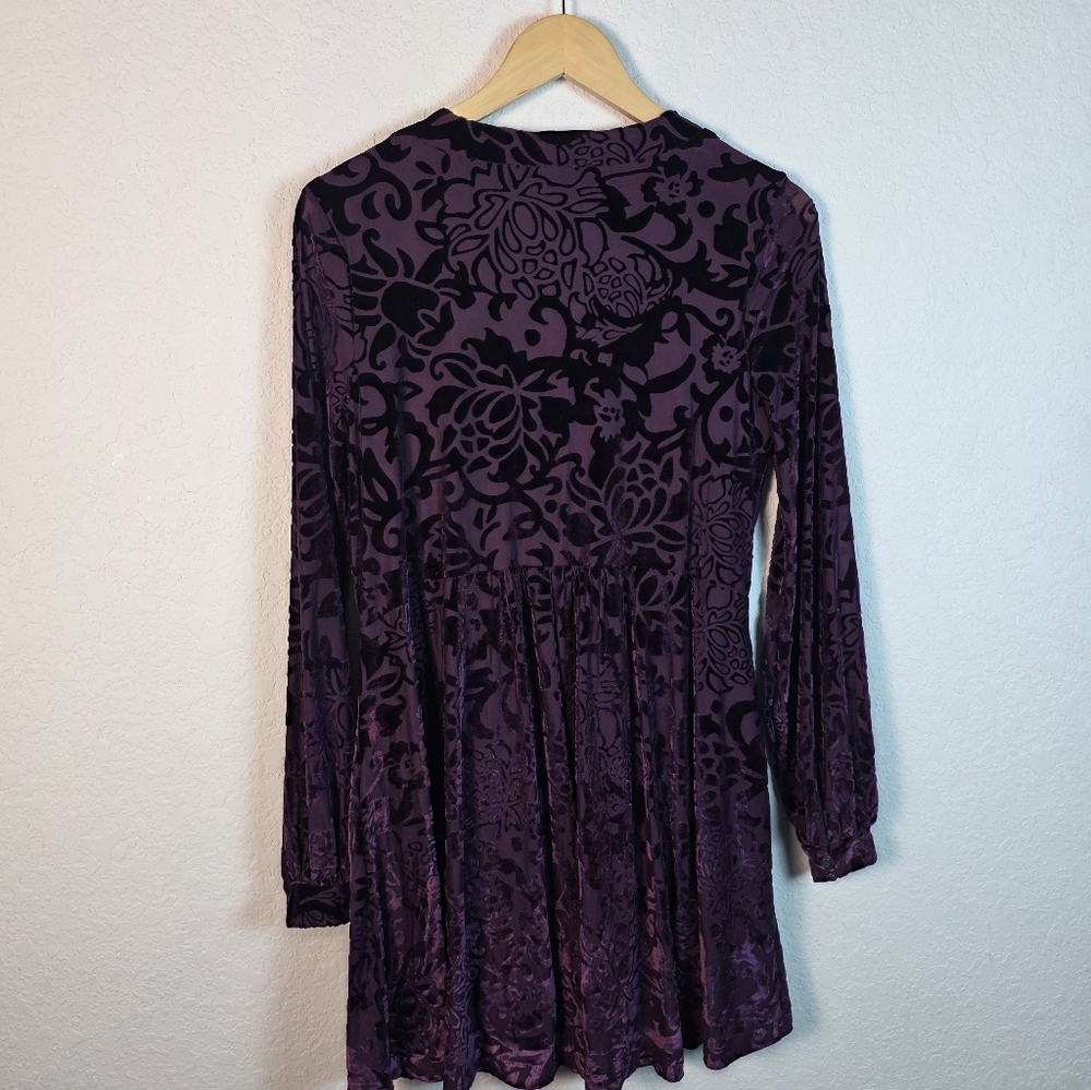 Free People All Night Long Velvet BurnoutDress Whimsigoth Boho Purple S NWOT - Picture 7 of 12